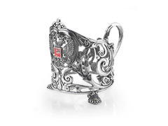 Декоративный серебряный подстаканник с Гербом РФ «Византия»